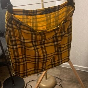 Boohoo Mustard Plaid Mini Skirt